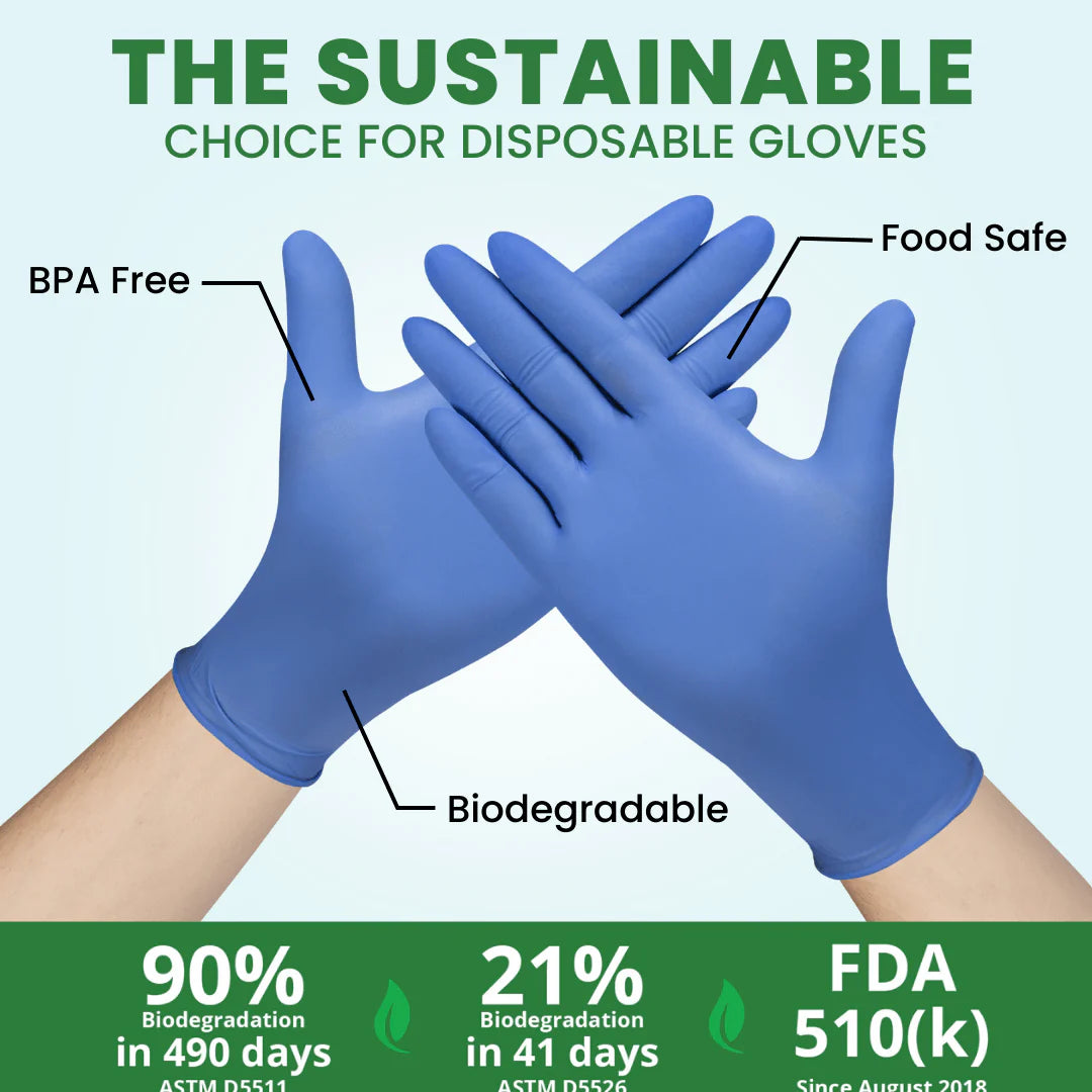 Eco Gloves Biodegradable Nitrile, Blue Violet, 100 ct