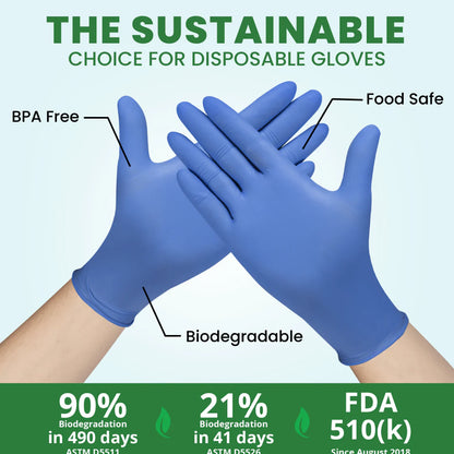 Eco Gloves Biodegradable Nitrile, Blue Violet, 100 ct