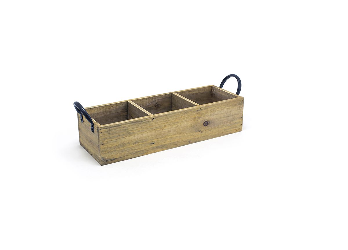 FOH Rustic Wood Holder, Natural, 13.75" x 4.75", 4 ct