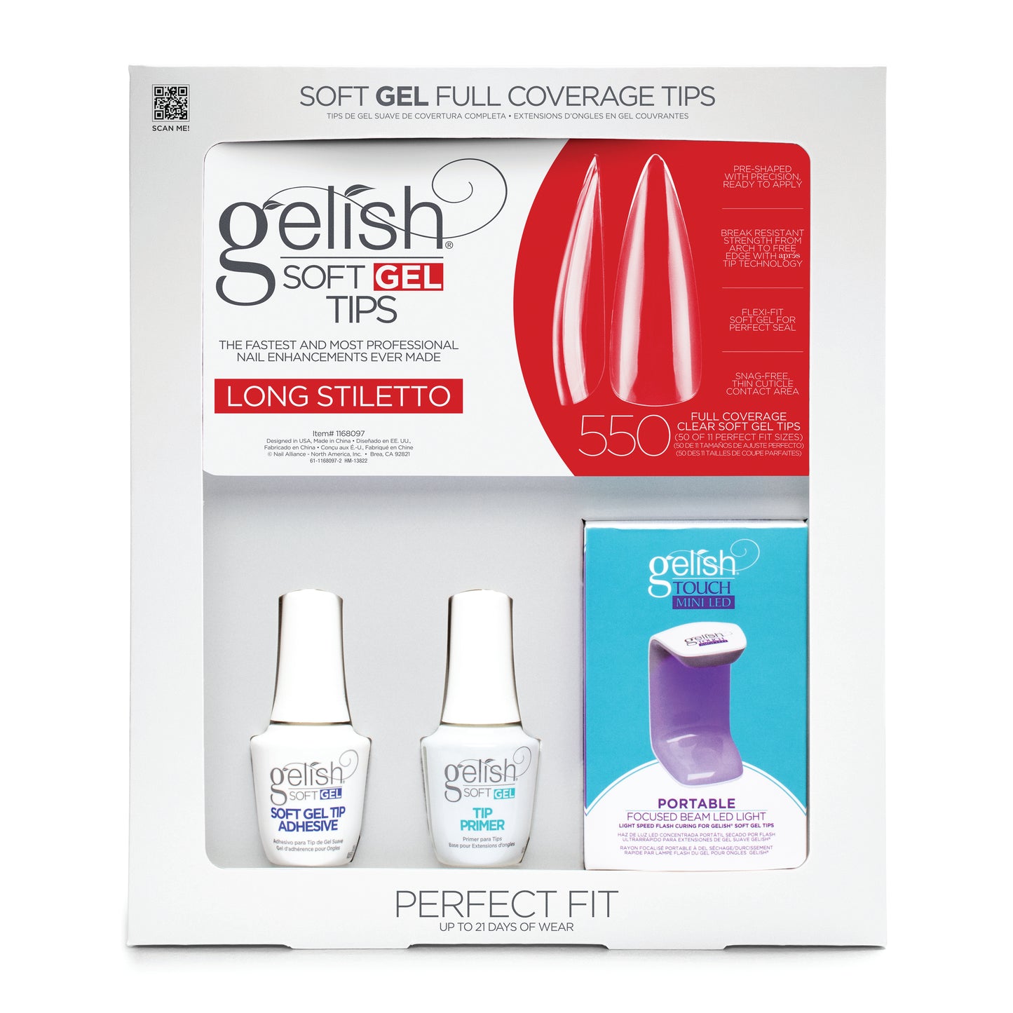Gelish Soft Gel Long Stiletto Kit, 550 ct