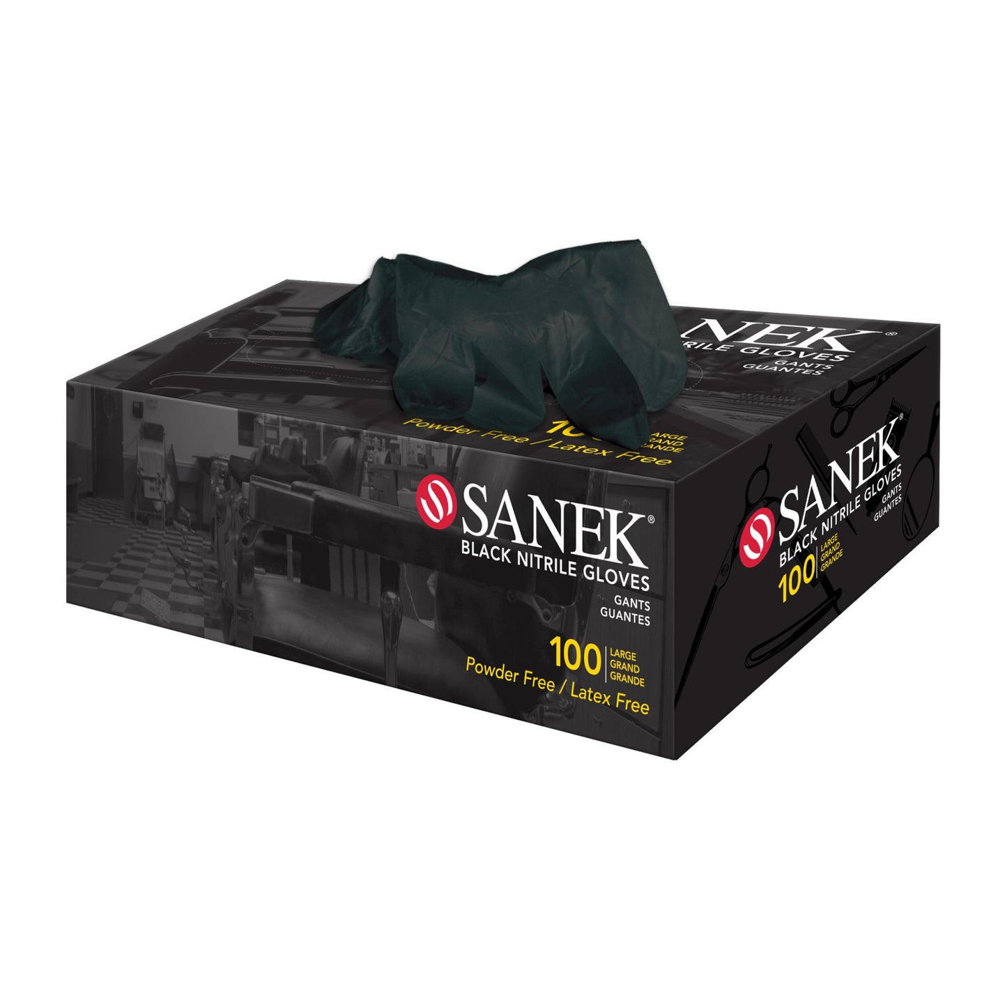 Sanek Black Nitrile Gloves, 100 ct