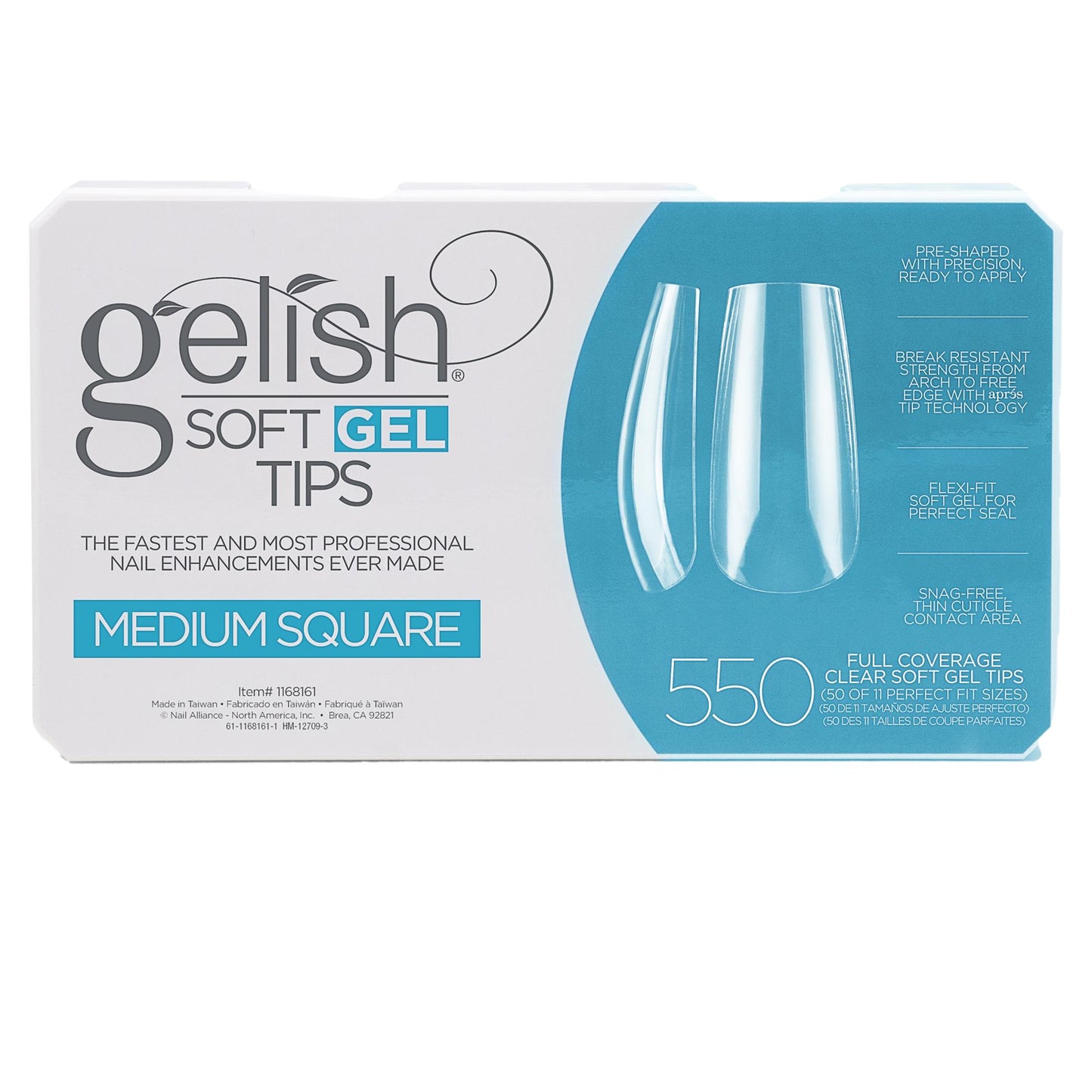 Gelish Soft Gel Tips, Medium Square, 550 ct