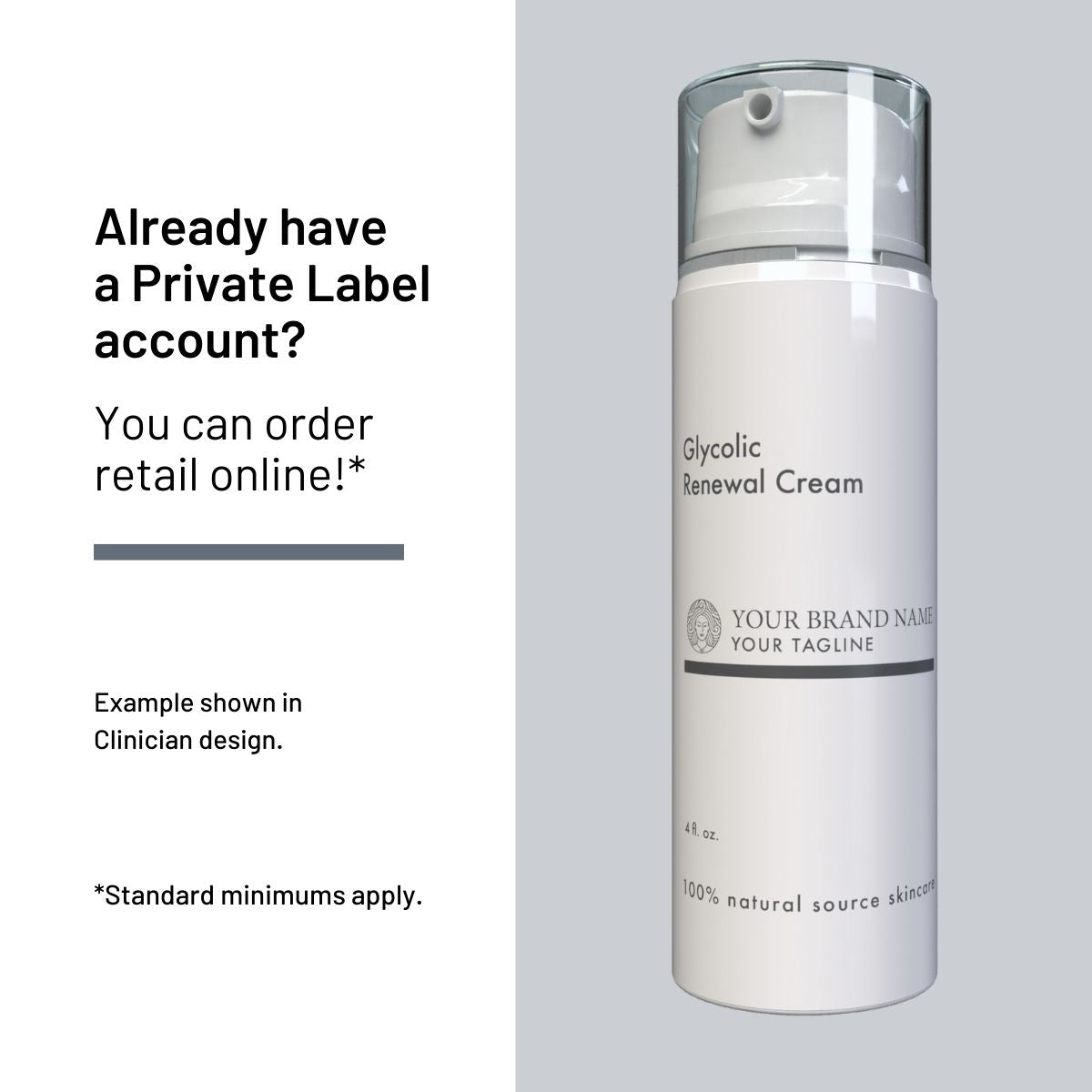 Private Label Glycolic Renewal Cream, Retail 4 oz