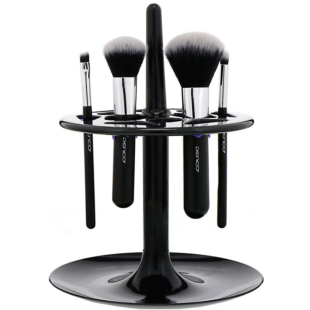 Makeup Brush Drying Rack with 14 Holes, Convenient, Large Storage Space,  Easy to Install, Portable Design for Makeup Brushes (Black)