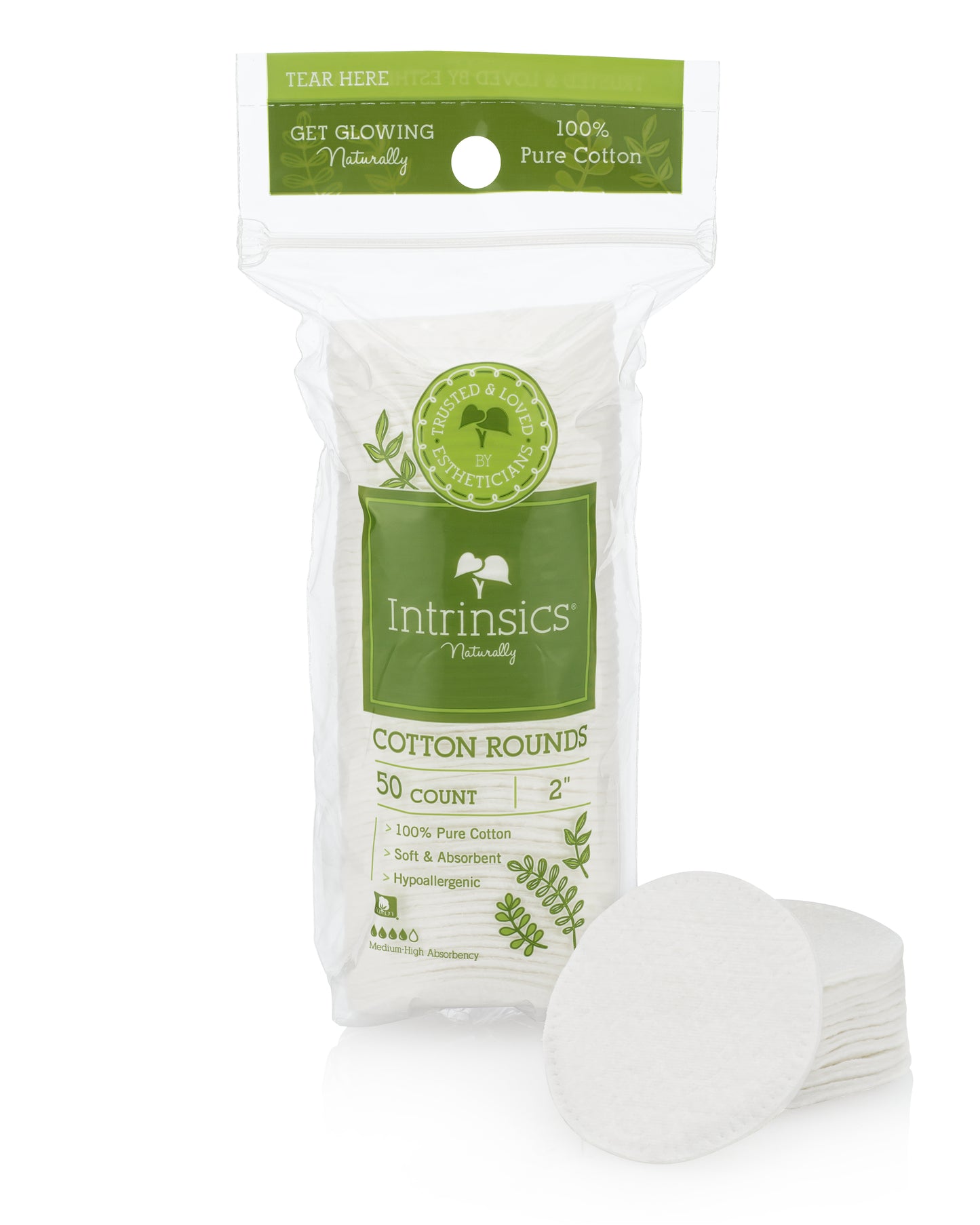 Intrinsics at Home Premium Cotton Rounds, 2 ", 50 ct