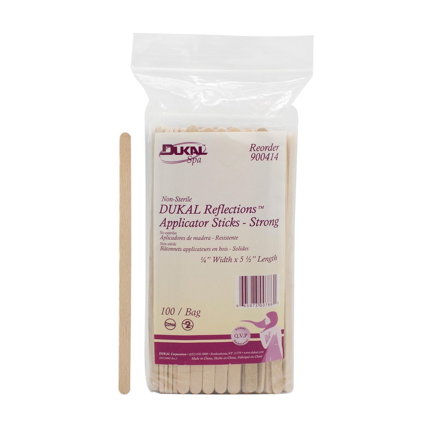 Applicators & Bowls DUKAL Reflections NS Wood Applicator - 1/4” x 5-1/2” - 100 Pack