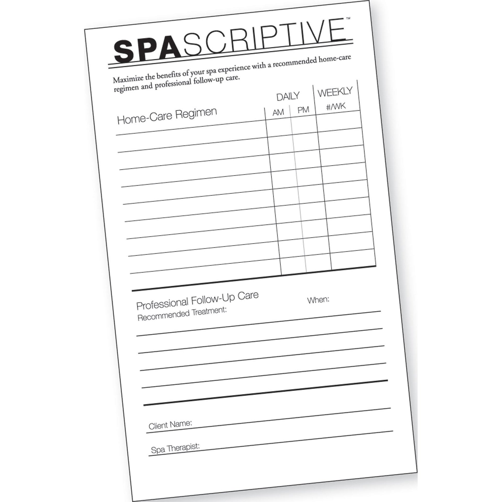 Client Profile & Prescription Spa Prescription Pad / Portrait