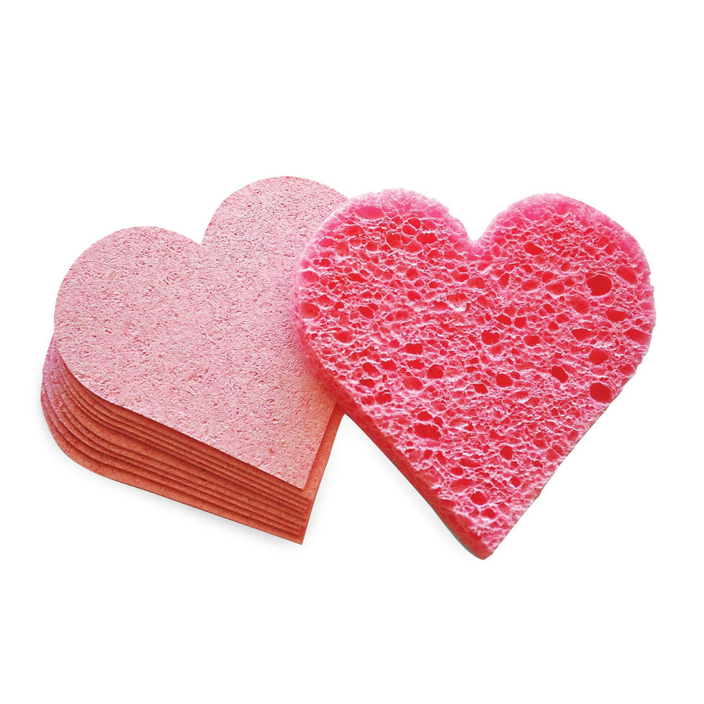 Intrinsics Pink Heart Compressed Cellulose Sponges for Facial Cleansing - 2.5 inch, 75 Count