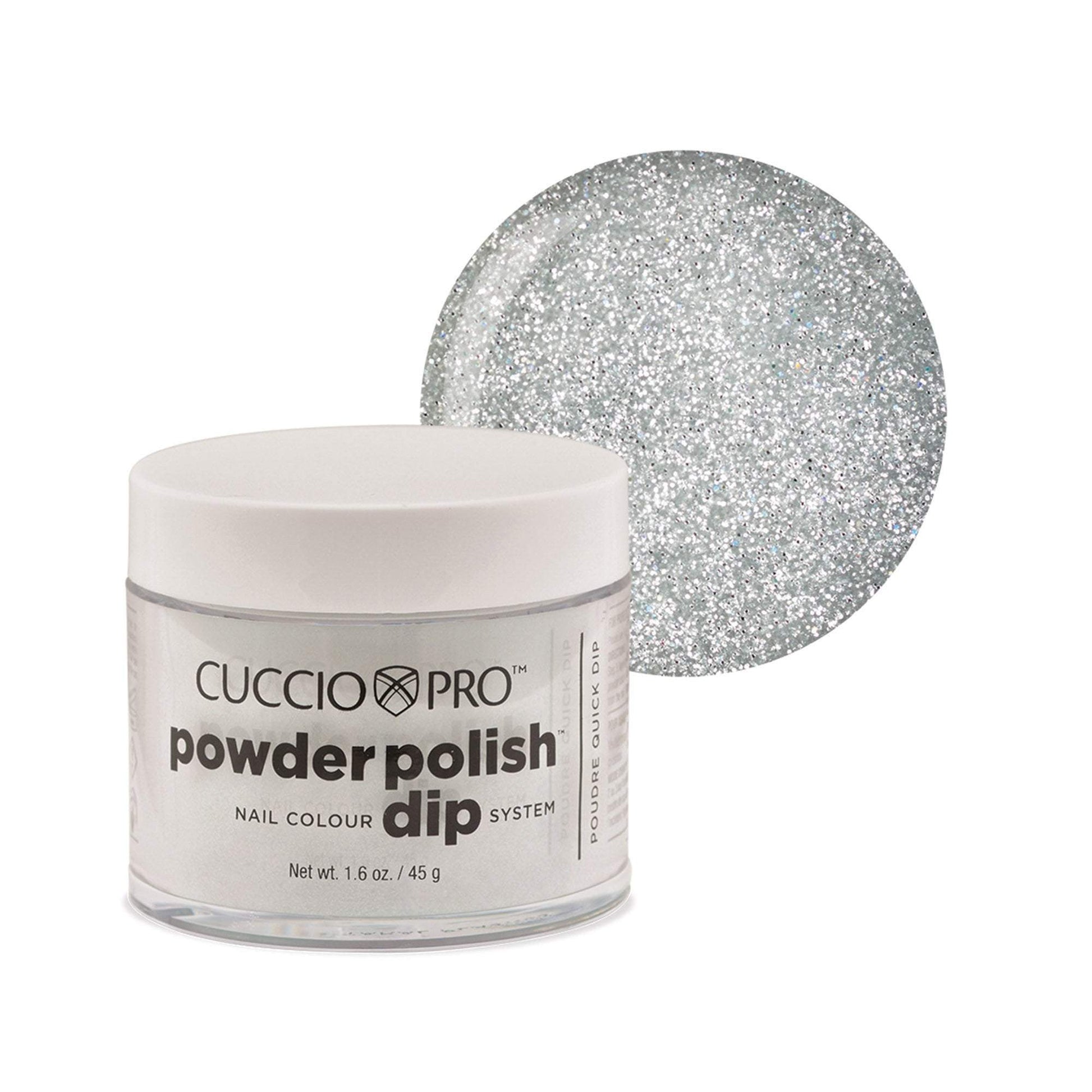 Powder Polish / Dip Polish Plat Silver Glitter Cuccio Pro Dipping Powder