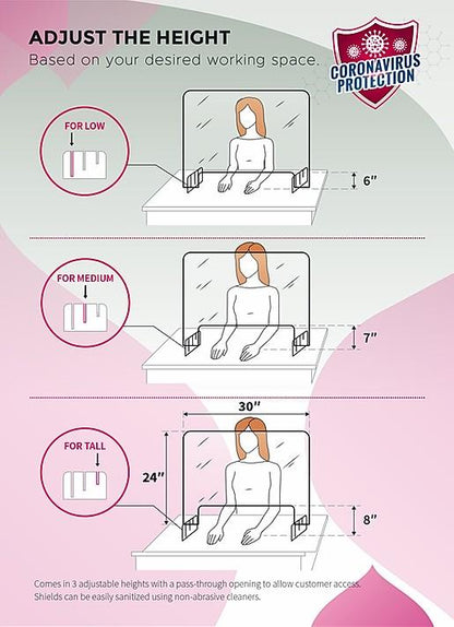 Adjustable Table Sneeze Guard